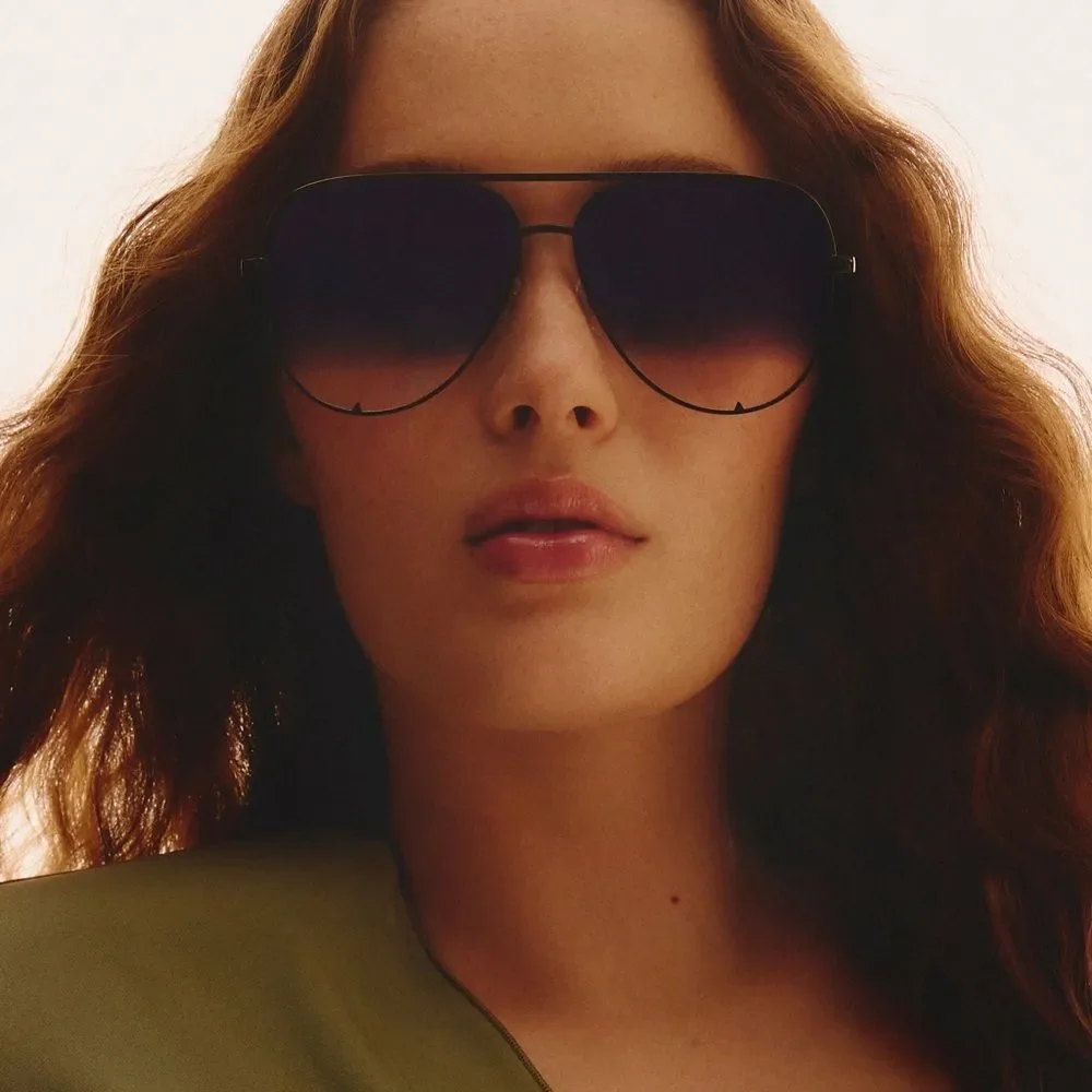 Quay NEW High Key XL Aviator Black Fade Lens Sunglasses